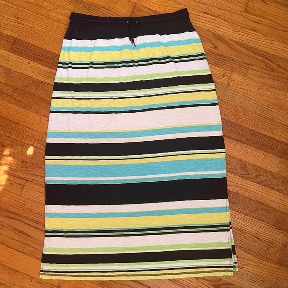 Talbots Blue Green Striped Maxi Skirt size L - Picture 1 of 6